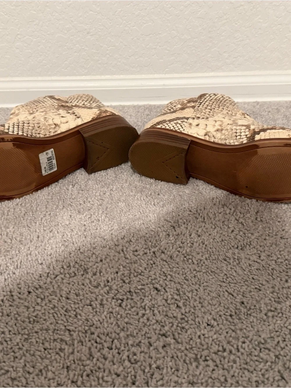 Aldo Women’s Snake-Print Ankle Boots in Beige and Brown 7.5